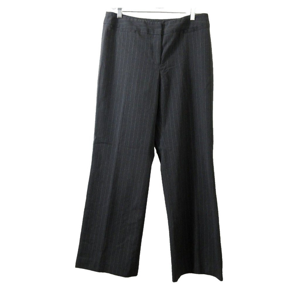 Apt 9 Womens Stretch Slacks Size 10 Maxwell Gray Striped Dress Pants Poly Blend